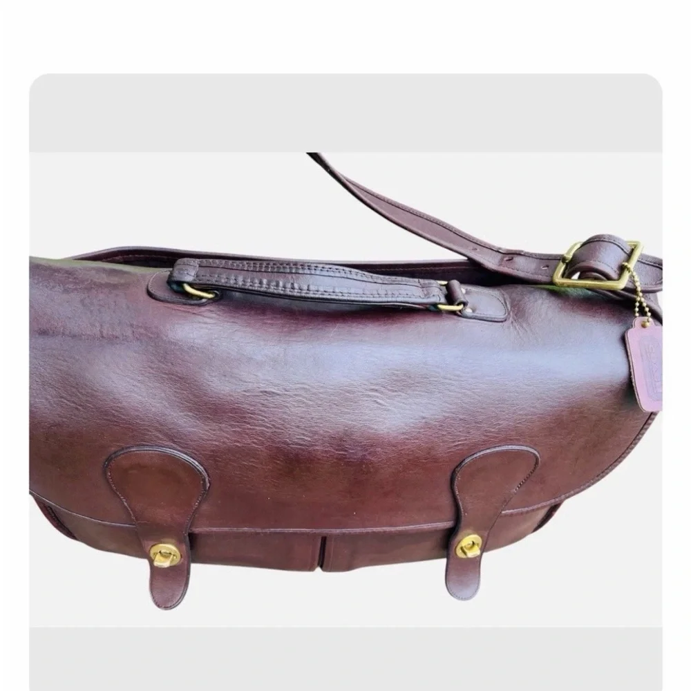 Vintage Coach Carrier NYC Bag Purse USA Burgundy leather 80s Musette Crossbody - Picture 3 of 15
